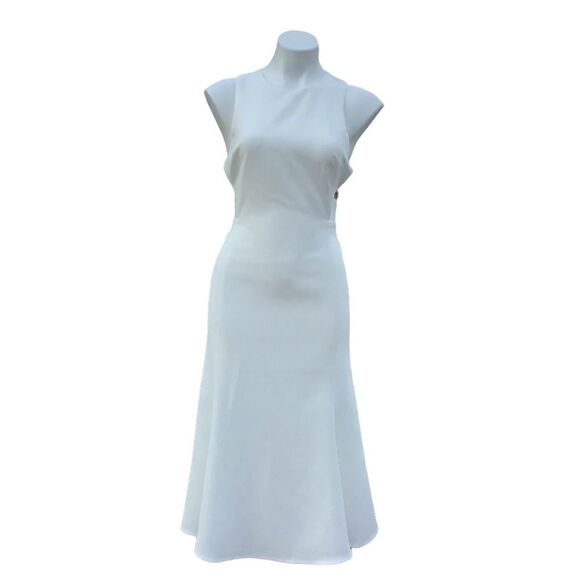 NBD White Midi Cut Out Sides Fit And Flare Dress Size Large - Picture 2 of 12